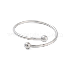 304 Stainless Steel Round Wrap Open Cuff Rings for Women Men&nbsp;RJEW-Z071-01P