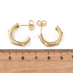 Brass Micro Pave Cubic Zirconia C-Shaped Stud Earrings&nbsp;EJEW-B153-11G