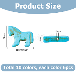 60Pcs 10 Colors Dyed Synthetic Turquoise Horse Beads&nbsp;G-HS0001-14