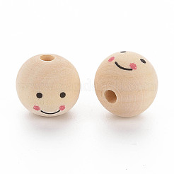 Printed Natural Wood European Beads&nbsp;WOOD-T019-13B-02