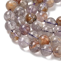 Natural Purple Phantom Quartz Purple Lodolite Quartz Beads Strands&nbsp;G-L644-D01-10mm