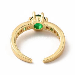 Cubic Zirconia Flat Round Open Cuff Ring&nbsp;RJEW-H101-17G