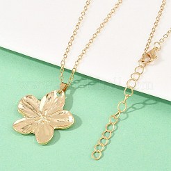 Alloy Flower Pendant with Iron Chain Necklaces for Women&nbsp;NJEW-A066-01G