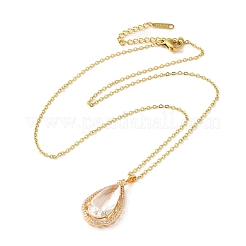 Brass Micro Pave Cubic Zirconia Pendant Necklaces&nbsp;NJEW-E106-18KCG