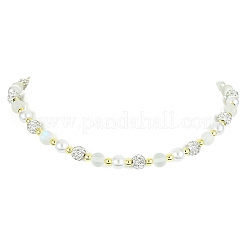 Synthetic Moonstone & Hematite & Plastic Pearl Beaded Bracelet&nbsp;NJEW-JN04405