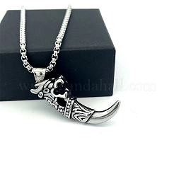 Vintage 304 Stainless Steel Wolf Tooth Shaped Pendant Necklaces for Men&nbsp;CG2118