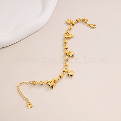 Vintage Beach Brass Heart Tassel Anklets for Women&nbsp;QQ1110-2