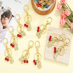 Brass Micro Pave Clear Cubic Zirconia Letter Pendant Keychain&nbsp;KEYC-SW00015-C