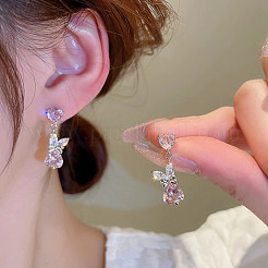 Rabbit Brass Cubic Zirconia Dangle Stud Earrings&nbsp;FS-WGAF8F6-01