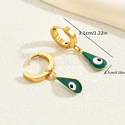 Vintage Minimalist 201 Stainless Steel Devil Eye with Teardrop Hoop Earrings&nbsp;GP4493