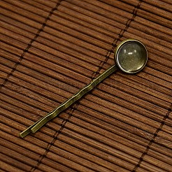 12mm Transparent Clear Domed Glass Cabochon Cover for Iron Hair Bobby Pin DIY Making&nbsp;DIY-X0071-NF