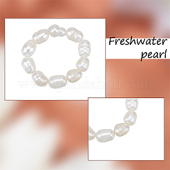 1Pc Natural Pearl Beaded Stretch Finger Ring for Women&nbsp;RJEW-AN0001-02
