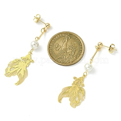 201 Stainless Steel Filigree Goldfish Dangle Stud Earrings&nbsp;EJEW-TA00373