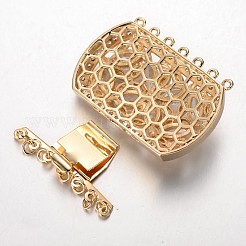 Brass Cubic Zirconia Box Clasps&nbsp;ZIRC-O020-08G-NR