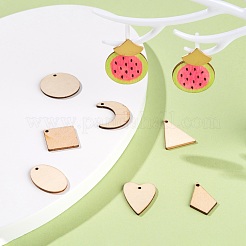 70Pcs 7 Style Unfinished Natural Poplar Wood Pendants&nbsp;WOOD-LS0001-21