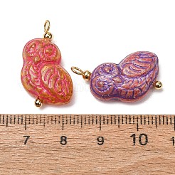 Baking Paint & Golden Metal Enlaced Glass Pendants&nbsp;GL-CBA010C-02G