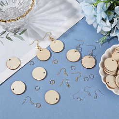 DIY Flat Round Wooden Dangle Earring Making Findings Kits&nbsp;DIY-SP0004-99