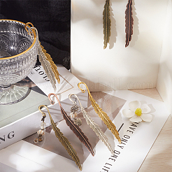 8Pcs 4 Style Feather Shape Tibetan Style Alloy Bookmarks Making&nbsp;AJEW-SC0002-56