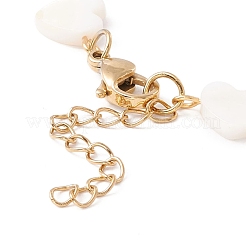 Natural Shell Heart Link Chain Bracelet&nbsp;BJEW-C015-03G