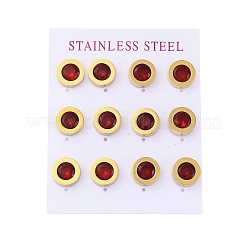304 Stainless Steel Flat Round Stud Earrings&nbsp;EJEW-C099-23G-02