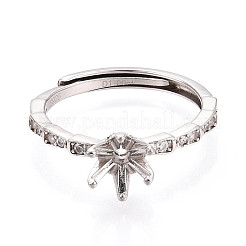 Rhodium Plated 925 Sterling Silver Micro Pave Cubic Zirconia Engagement Solitaire Ring Settings&nbsp;STER-N016-77P