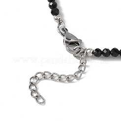 Natural Freshwater Shell Moon Star and Faceted Round Natural Black Spinel Beaded Necklaces for Women&nbsp;NJEW-JN05668