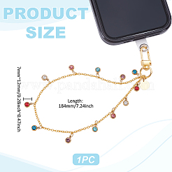 201 Stainless Steel Rhinestone Flat Round Charm Phone Hand Strap Chains&nbsp;HJEW-UN00079