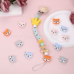12Pcs 4 Colors Cartoon Fox Silicone Focal Beads&nbsp;JX704A