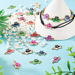 24Pcs 6 Colors Alloy Enamel Connector Charms&nbsp;ENAM-TA0001-58