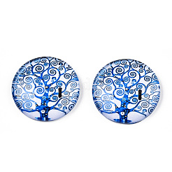Half Round/Dome Tree Pattern Glass Flatback Cabochons for DIY Projects&nbsp;GGLA-Q037-25mm-M28-11