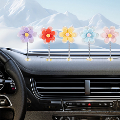 5Pcs Plastic Shaking Head Flower Car Dashboard Decorations&nbsp;AJEW-CP0010-22