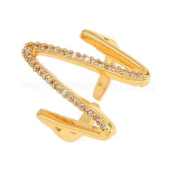 Brass Micro Pave Clear Cubic Zirconia Cuff Open Rings for Women&nbsp;RJEW-T032-01C-G