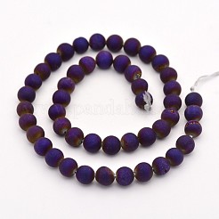 Electroplate Natural Agate Round Beads Strands&nbsp;G-M211-8mm-04