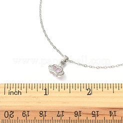 Light Rose Rhinestone Crown Pendant Necklace with Cable Chains&nbsp;NJEW-FZ00019