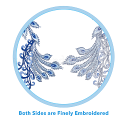 Peacock Tail Pattern Polyester Fabrics Computerized Embroidery Cloth Sew on Appliques&nbsp;PATC-WH0009-06