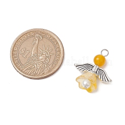 Pearlized Glass Pearl Bead Pendants&nbsp;PALLOY-JF03205-03