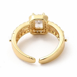 Cubic Zirconia Rectangle Open Cuff Ring&nbsp;RJEW-G281-07G