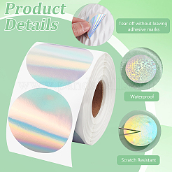 Round Dot Paper Holographic Thermal Printable Label Stickers&nbsp;STIC-WH0004-43