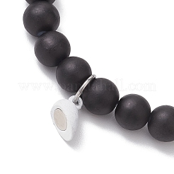 8mm Round Synthetic Black Stone & Transparent Glass Beaded Stretch Bracelet Sets&nbsp;BJEW-JB10471