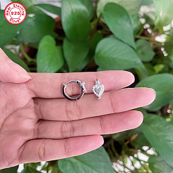Anti-Tarnish Rhodium Plated Platinum 925 Sterling Silver Micro Pave Cubic Zirconia Hoop Earrings&nbsp;AA4054-1