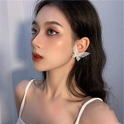Butterfly Alloy Cloth Stud Earrings&nbsp;FS-WG0326E-01