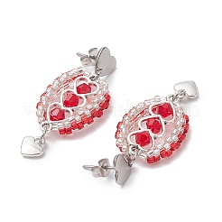 304 Stainless Steel Faceted Bicone Glass Beads Dangle Stud Earrings&nbsp;EJEW-WZ00437-03