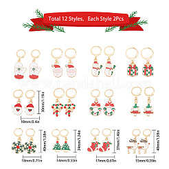 12 Pairs 12 Style 304 Stainless Steel Christmas Dangle Leverback Earrings&nbsp;EJEW-SC0001-34