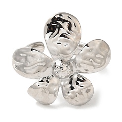 Flower Rack Plating Brass Cuff Rings for Women&nbsp;RJEW-G323-06P
