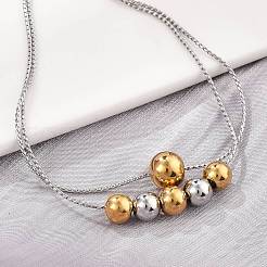 304 Stainless Steel Rolo Chain Multi-layer Bracelets for Women&nbsp;BJEW-D337-01A-GP