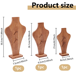 3Pcs 3 Styles Bust Shaped Wood Pendant Necklace Jewely Display Stands&nbsp;ODIS-DC0001-09