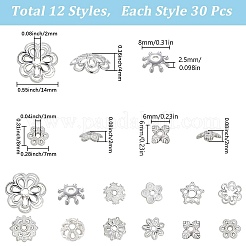 360Pcs 12 Styles Alloy Bead Caps&nbsp;TIBE-SC0002-40