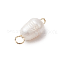 Natural Freshwater Pearl Rice Connector Charms&nbsp;PALLOY-JF03395
