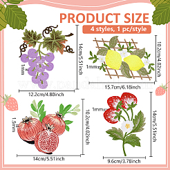 4Pcs 4 Styles Fruits Theme Rayon Clothing Patches&nbsp;DIY-BC0017-41