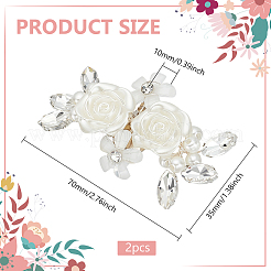 1 Pair Rose Flower Brass Shoe Buckle Clips&nbsp;AJEW-FG0003-61